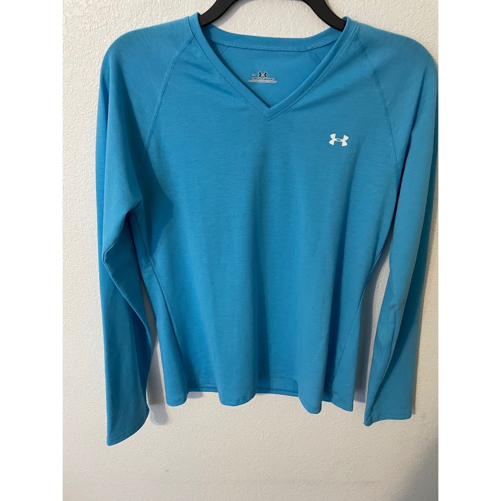 Under Armour Women's Turquoise V-Neck Long Sleeve Athletic Shirt MD